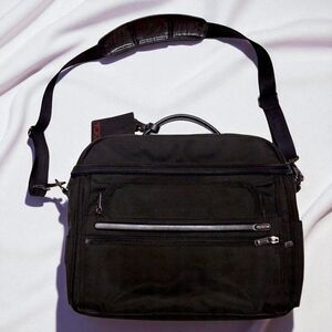 Tumi Black Nylon Expandable Portfolio Alpha Laptop Bag